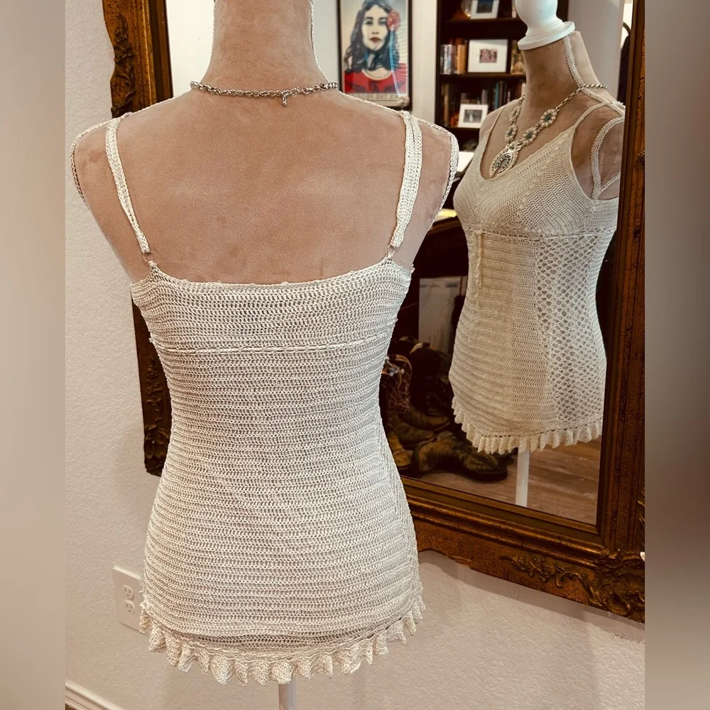 Vintage Y2K Fairy Whimseygoth Baby Doll Festival Crochet Top sz medium